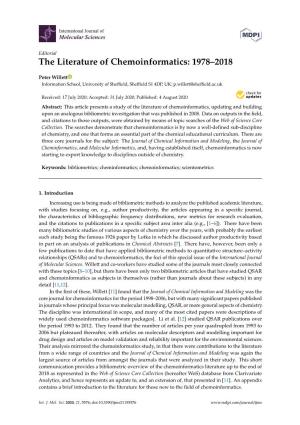 The Literature of Chemoinformatics: 1978–2018