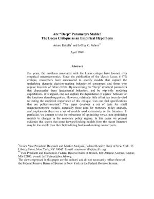 Are “Deep” Parameters Stable? the Lucas Critique As an Empirical Hypothesis