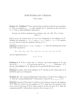 18.06 Linear Algebra, Problem Set 5 Solutions