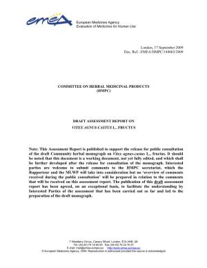List Item Draft Assessment Report on Vitex Agnus-Castus L., Fructus