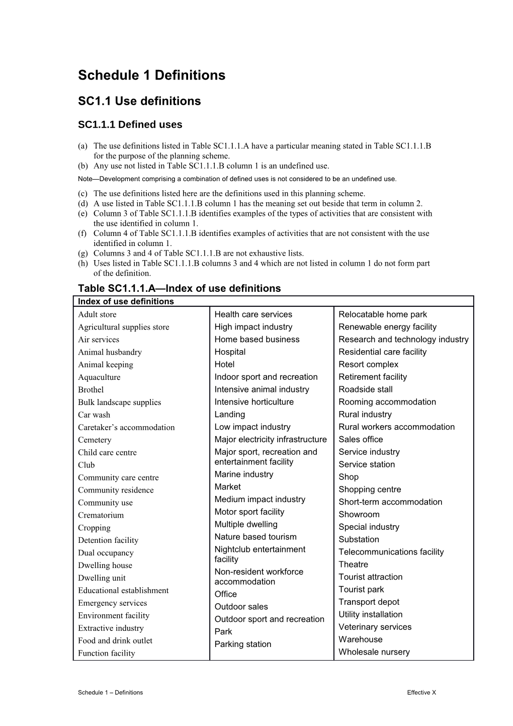 Schedule 1 Definitions