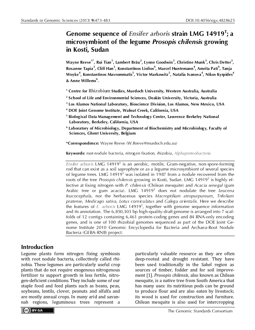 Ensifer Arboris Strain LMG 14919T; a Microsymbiont of the Legume Prosopis Chilensis Growing in Kosti, Sudan