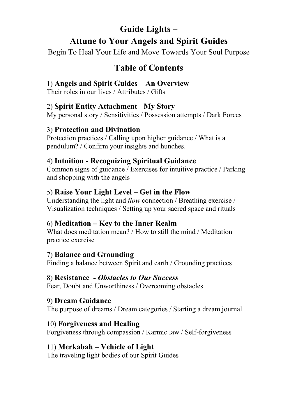 Guide Lights – Attune to Your Angels and Spirit Guides Table of Contents