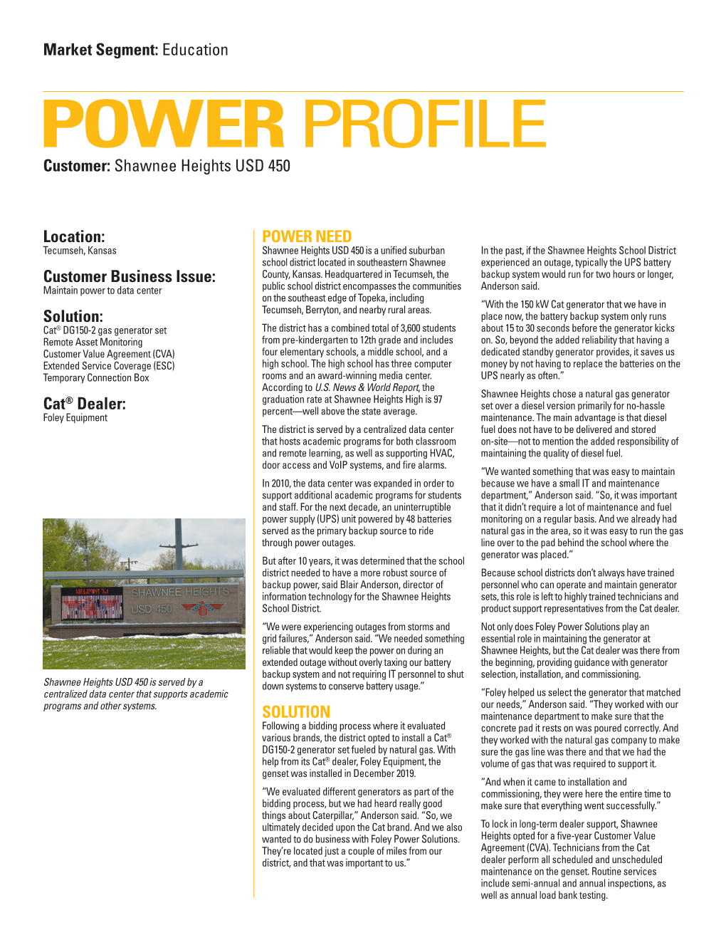 POWER PROFILE Customer: Shawnee Heights USD 450