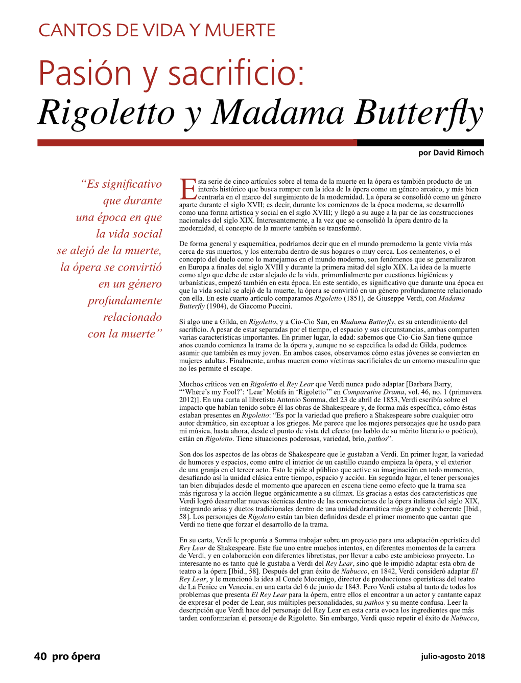 Rigoletto Y Madama Butterfly