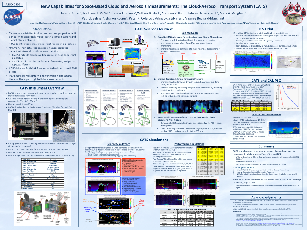 The Cloud-Aerosol Transport System (CATS) John E