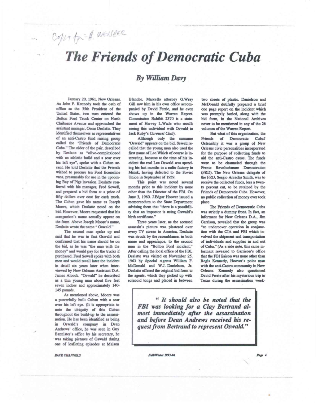 The Friends of Democratic Cuba