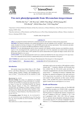 Two New Phenylpropanoids from Micromelum Integerrimum