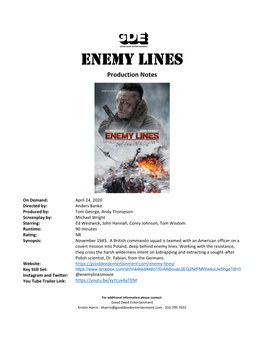 ENEMY LINES Production Notes