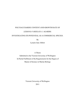 Polysaccharide Content and Growth Rate of Lessonia