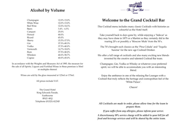 Alcohol by Volume Welcome to the Grand Cocktail