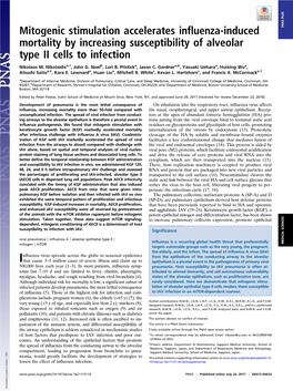 Mitogenic Stimulation Accelerates Influenza-Induced Mortality By