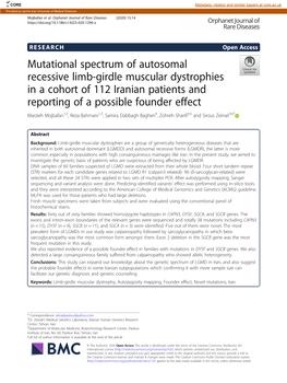 Mutational Spectrum of Autosomal Recessive Limb-Girdle Muscular Dystrophies in a Cohort of 112 Iranian Patients and Reporting Of