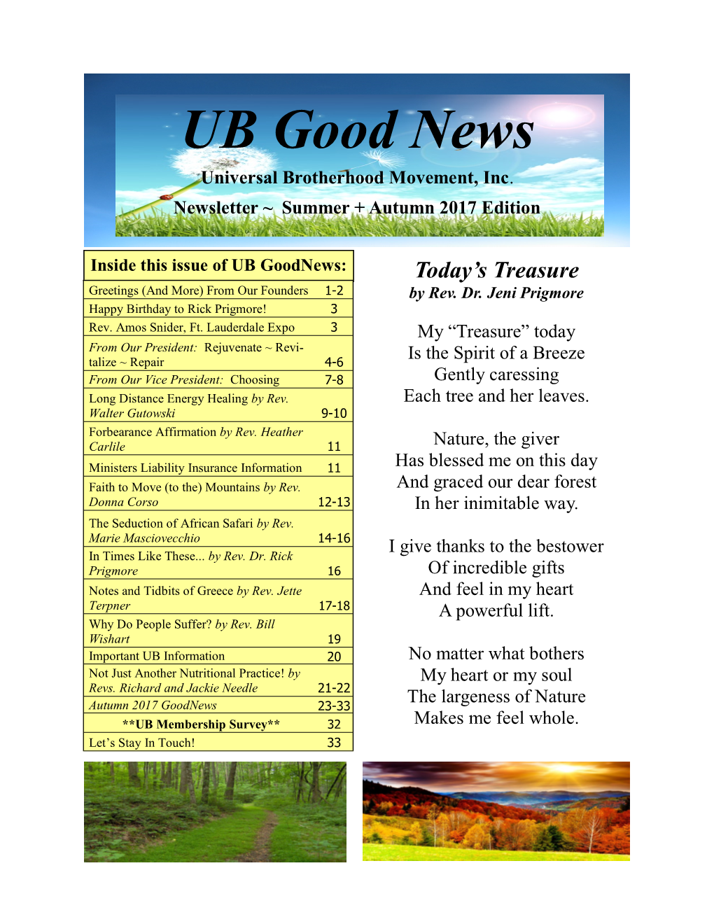 UB Good News Universal Brotherhood Movement, Inc