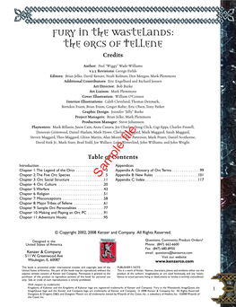 Fury in the Wastelands: the Orcs of Tellene Credits