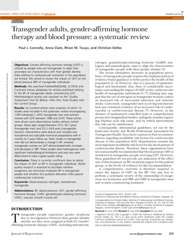 Transgender Adults, Gender-Affirming Hormone Therapy and Blood Pressure: a Review Systematic