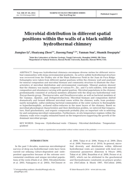 Microbial Distribution in Different Spatial Positions Within the Walls of a Black Sulfide Hydrothermal Chimney