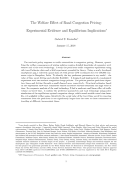 The Welfare Effect of Road Congestion Pricing