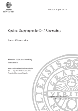 Optimal Stopping Under Drift Uncertainty