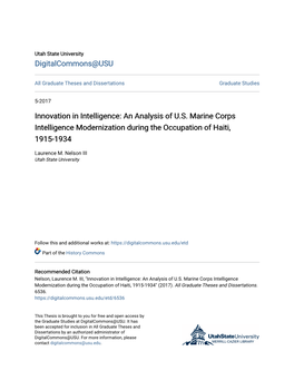An Analysis of US Marine Corps Intelligence Modernization During