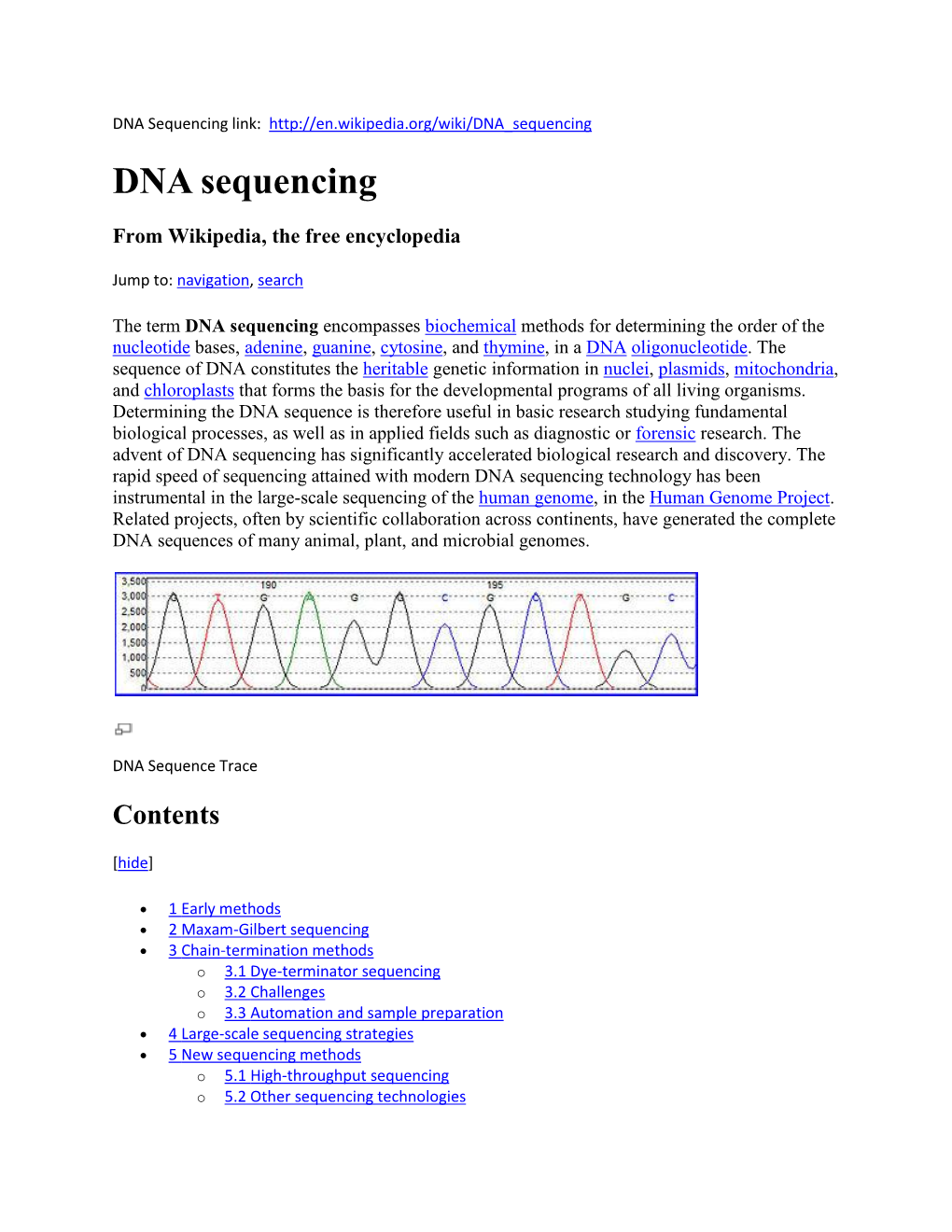 DNA Sequencing Link: DNA Sequencing