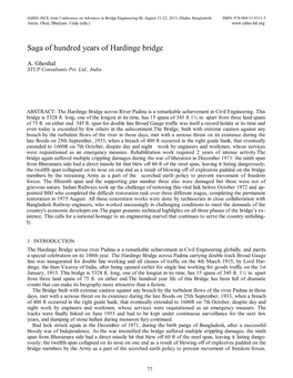 Saga of Hundred Years of Hardinge Bridge A. Ghoshal