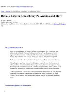 Devices: Librem 5, Raspberry Pi, Arduino and More