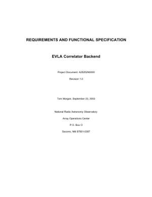 REQUIREMENTS and FUNCTIONAL SPECIFICATION EVLA Correlator