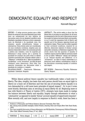 8 Democratic Equality and Respect