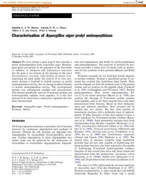 Characterisation of Aspergillus Niger Prolyl Aminopeptidase