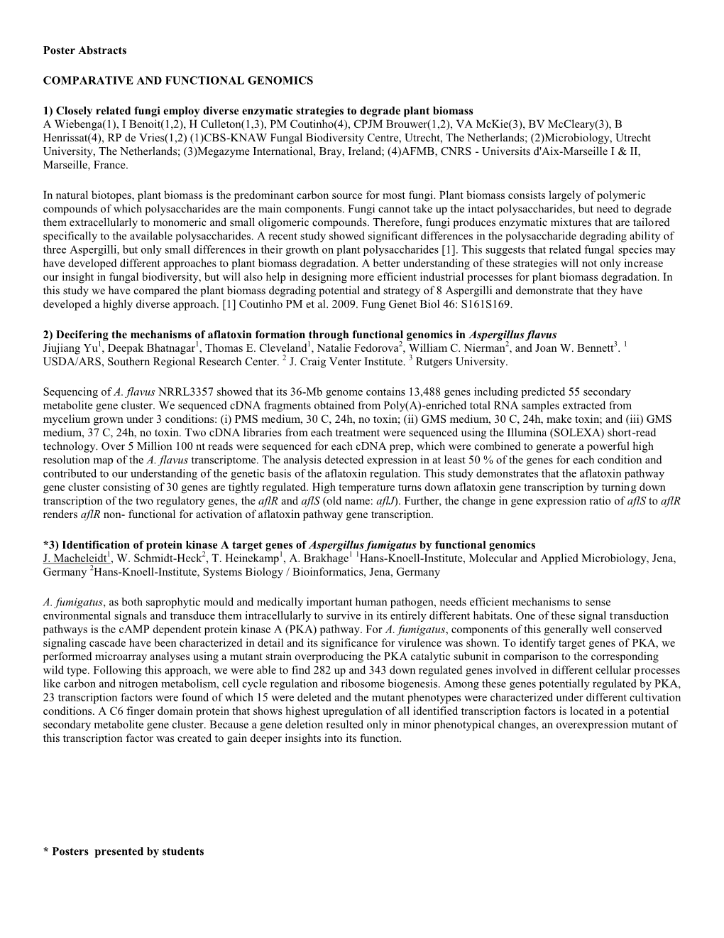 Poster Abstracts COMPARATIVE and FUNCTIONAL GENOMICS 1