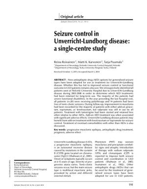 Seizure Control in Unverricht-Lundborg Disease: a Single-Centre Study