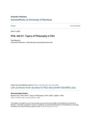PHIL 444.01: Topics of Philosophy in Film