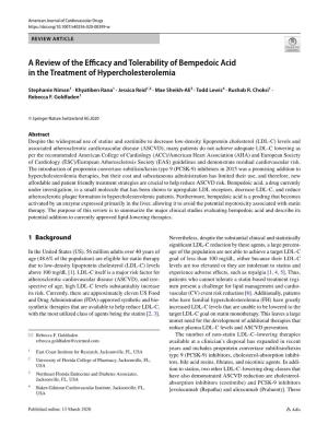 A Review of the Efficacy and Tolerability of Bempedoic Acid In