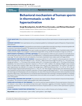 Behavioral Mechanism of Human Sperm in Thermotaxis: a Role for Hyperactivation
