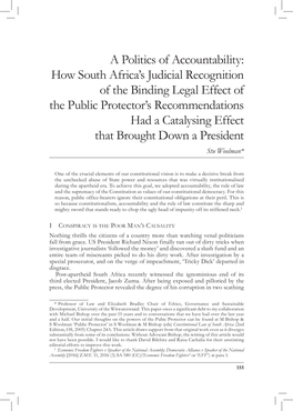 A Politics of Accountability: How South Africa's Judicial Recognition of The