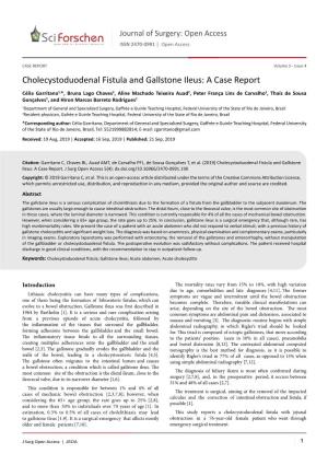Cholecystoduodenal Fistula and Gallstone Ileus: a Case Report