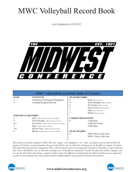 MWC Volleyball Record Book