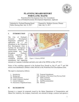 PLANNING BOARD REPORT PORTLAND, MAINE Waterfront Port Development Zone Text Amendment City of Portland Economic Development Department, Applicant