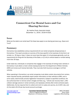 Connecticut Car Rental Laws and Car Sharing Services