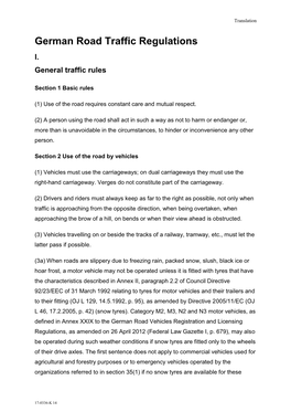 German Road Traffic Regulations I