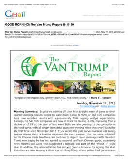 Van Trump Report 11-11-19 11/11/19, 7�57 AM