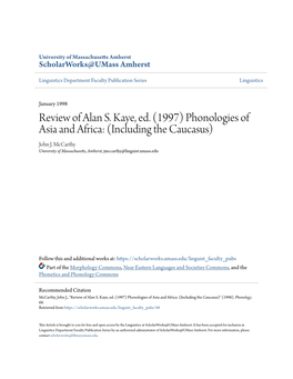 Review of Alan S. Kaye, Ed. (1997) Phonologies of Asia and Africa: (Including the Caucasus) John J