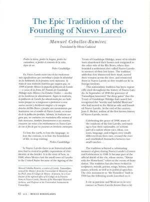 The Epic Tradition of the Founding of Nuevo Laredo