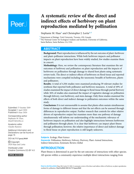 A Systematic Review of the Direct and Indirect Effects of Herbivory on Plant Reproduction Mediated by Pollination