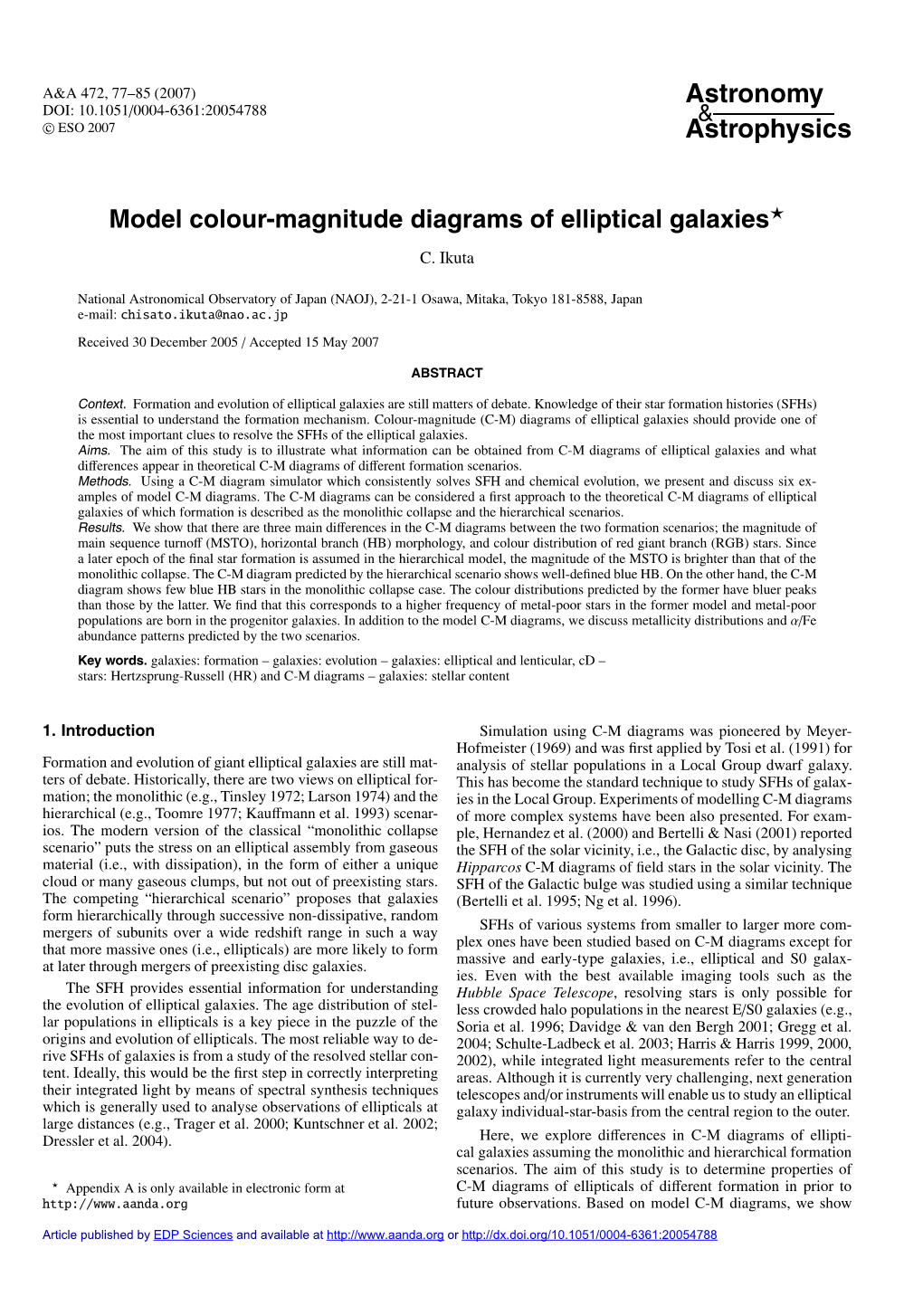 Model Colour-Magnitude Diagrams of Elliptical Galaxies