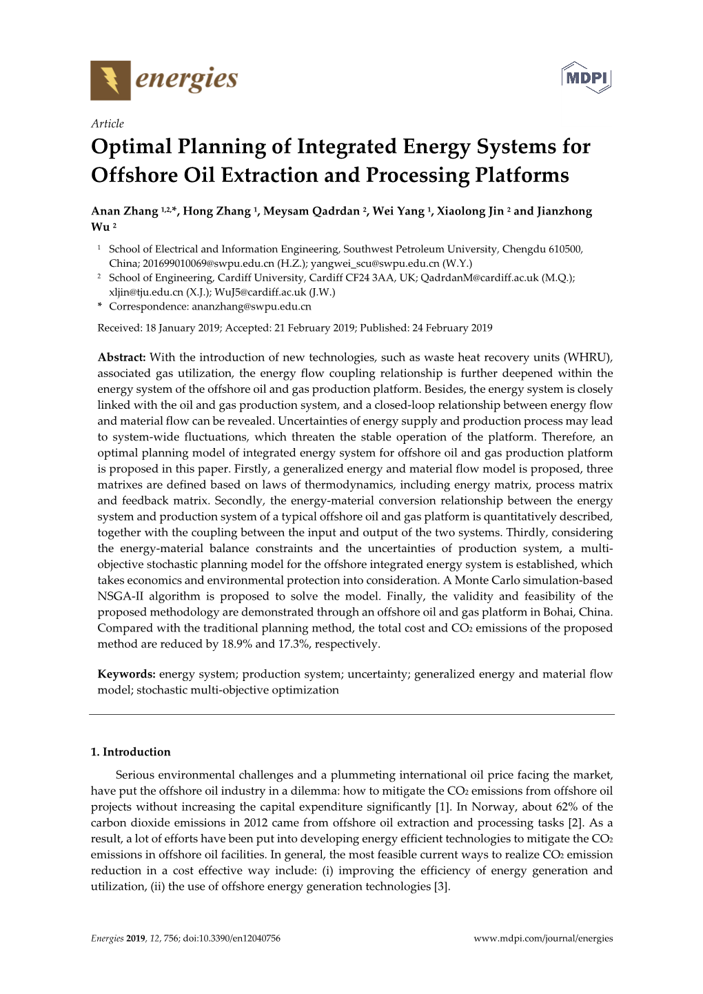 Optimal Planning of Integrated Energy Systems for Offshore Oil Extraction and Processing Platforms