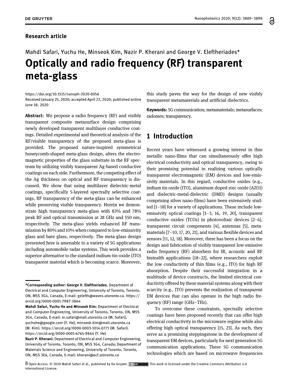 (RF) Transparent Meta-Glass