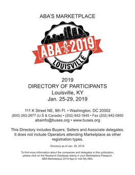 Aba's Marketplace 2019 Directory of Participants
