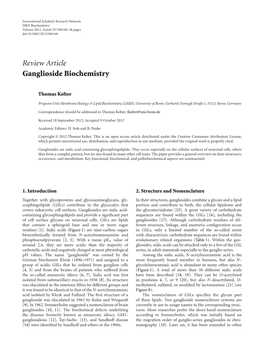 Review Article Ganglioside Biochemistry